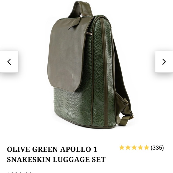 NWT TOTE & Carry OLIVE GREEN APOLLO 1 SNAKESKIN LUGGAGE SET - Picture 3 of 16